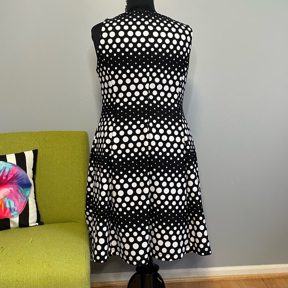 Lane Bryant Black White Polka Dot Fit and Flare Dress 16 Work Cocktail - Picture 5 of 5